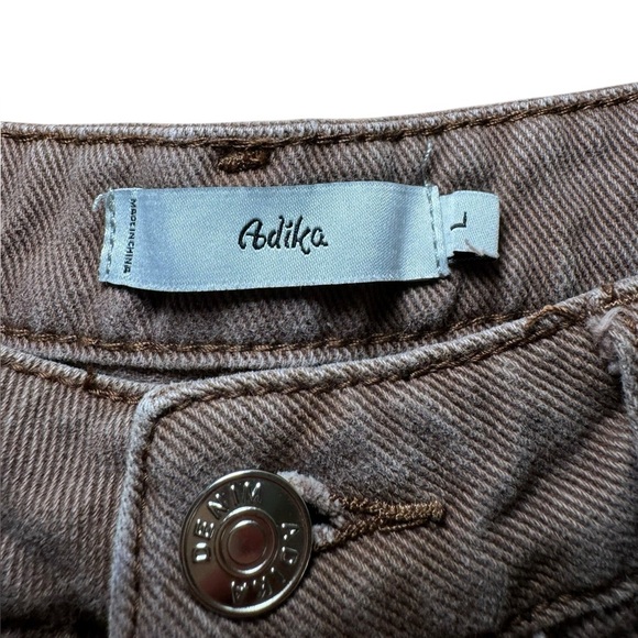 Adika Brown Truffle Cotton Button up Fringed denim Shorts Size Large/32‎ EUC - Picture 9 of 10